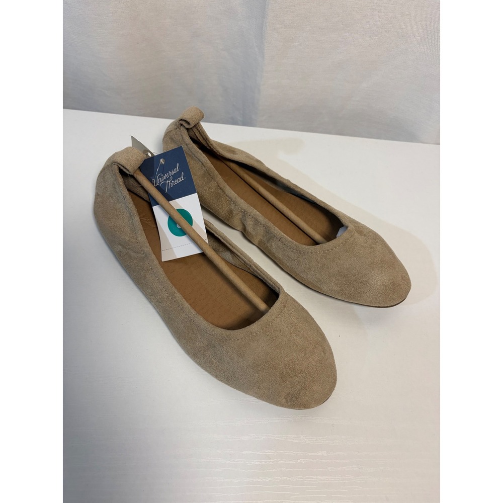 Universal Thread Zaza Ballet Flats Sand Beige Faux Suede Size 8 NEW